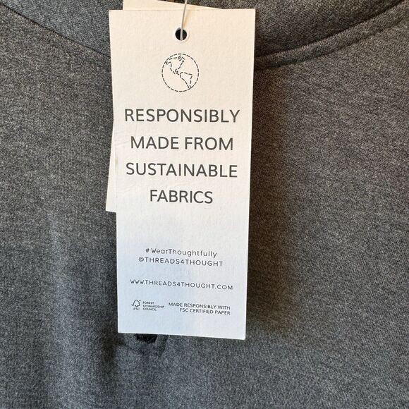 Threads 4 Thought Sweatshirt Small Gray 1/4 Zip Long Sleeve Feather Fleece NEW - Picture 9 of 13